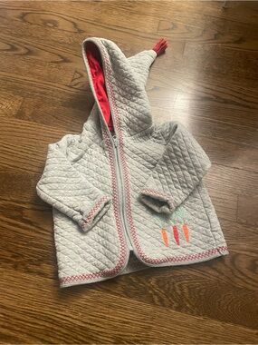 Hanna Andersson Gray Quilted Jacket with Red Hood Lining